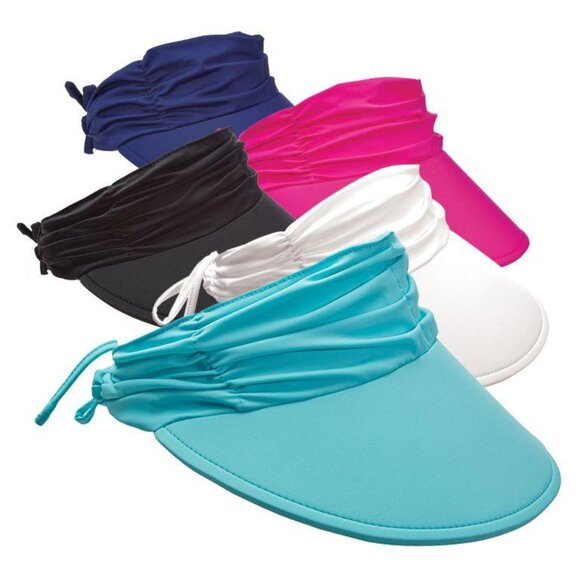 Panama Jack Women's Visor,Packable, Adj Tie,Floatable, 4" Wide, Color Aqua Blue - Picture 4 of 7